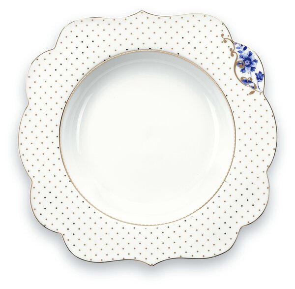 Pip Studio Royal White hluboký talíř Ø23,5cm, bílý (Hluboký porcelánový talíř)