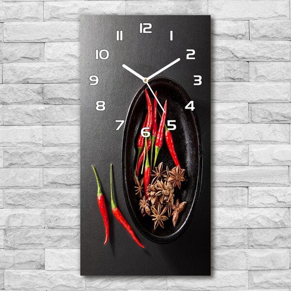 Nástěnné hodiny tiché Chilli papričky pl_zsp_30x60_f_121359221