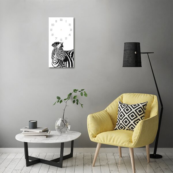 Nástěnné skleněné hodiny Zebra ve sněhu pl_zsp_30x60_f_121577688