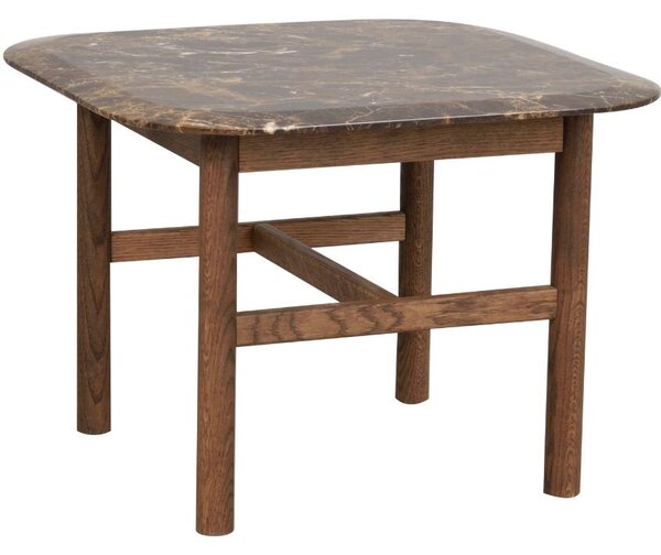 Hnědý mramorový konferenční stolek ROWICO HAMMOND 62 x 62 cm s hnědou podnoží