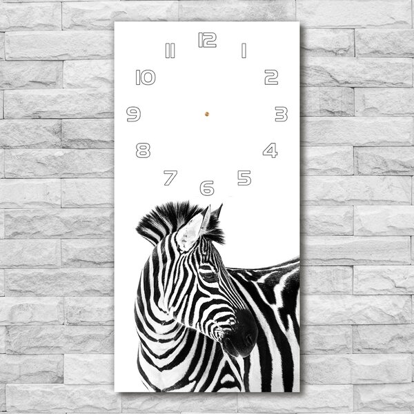 Nástěnné skleněné hodiny Zebra ve sněhu pl_zsp_30x60_f_121577688