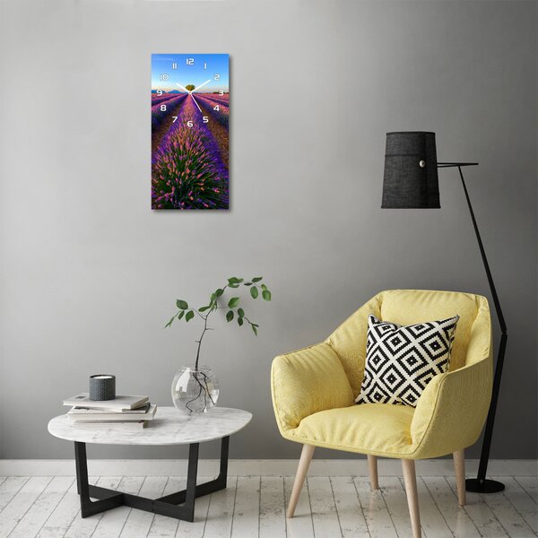 Nástěnné skleněné hodiny Pole levandule pl_zsp_30x60_f_125992603