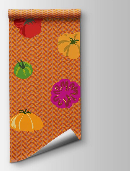 Fototapeta Skupina rajčat na tkaném povrchu, Fototapety s jídlem a pitím, Populární fototapety, t00536 - Tapeko.co.cz