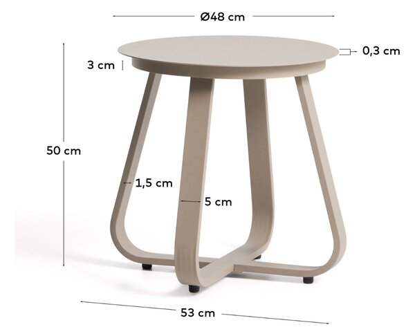 Kave Home Béžový zahradní stolek Tamaris Ø 48 cm