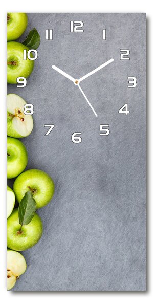 Nástěnné skleněné hodiny Zelená jablka pl_zsp_30x60_f_177833879