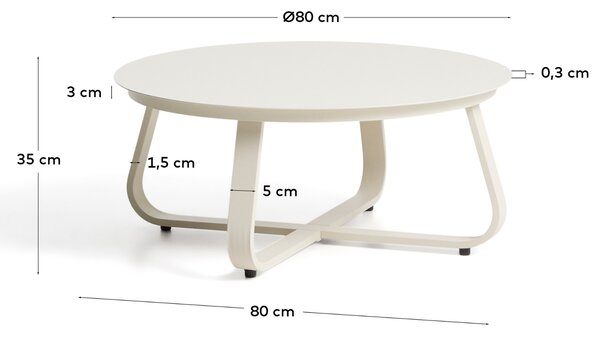 Kave Home Krémový zahradní stolek Tamaris Ø 80 cm