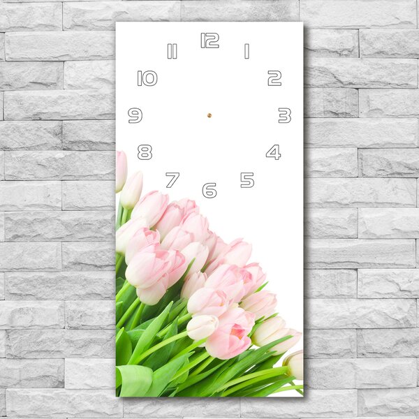 Nástěnné hodiny tiché Růžové tulipíny pl_zsp_30x60_f_22467427