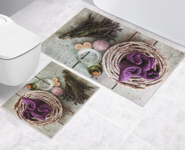 BELLATEX 3D tisk sada - BEZ VÝKROJE Fialová sada 60x100, 60x50 cm