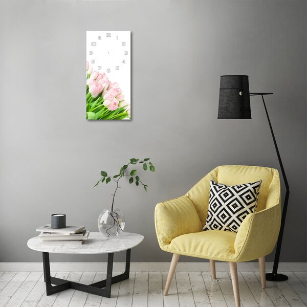 Nástěnné hodiny tiché Růžové tulipíny pl_zsp_30x60_f_22467427