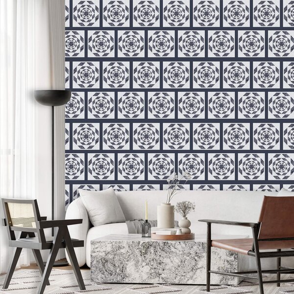 Fototapeta Vzor čtverců a vzor květiny, Geometrické fototapety, Populární fototapety, t00480 - Tapeko.co.cz