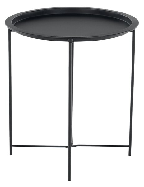 KONDELA Příruční stolek s odnímatelnou tácem, černá, RENDER