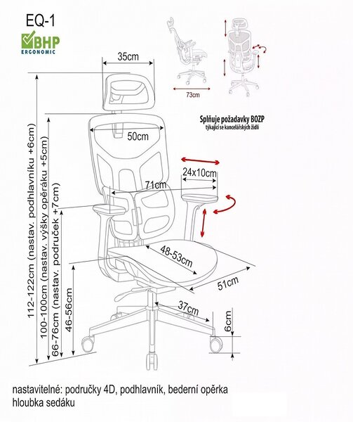 Kancelářské křeslo EQ-1, šedá