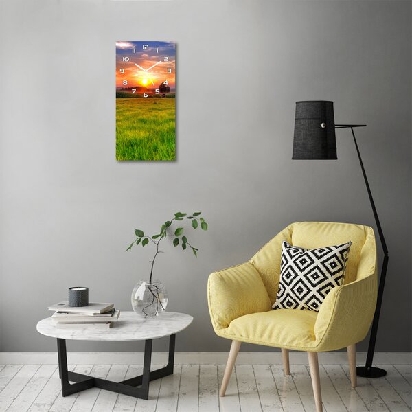Nástěnné skleněné hodiny Západ slunce pl_zsp_30x60_f_44149731