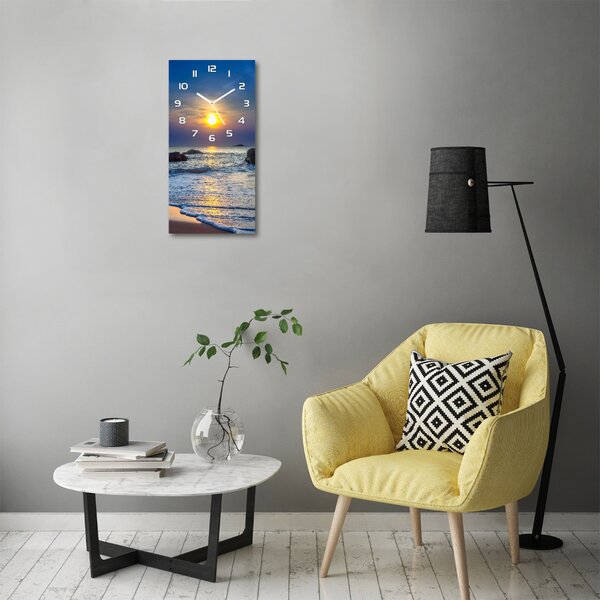 Nástěnné hodiny Západ slunce pláž pl_zsp_30x60_f_47734929