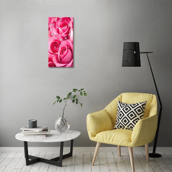 Moderní hodiny nástěnné Růžové růže pl_zsp_30x60_f_62775454