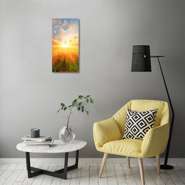Moderní hodiny nástěnné Pole máků pl_zsp_30x60_f_65829661