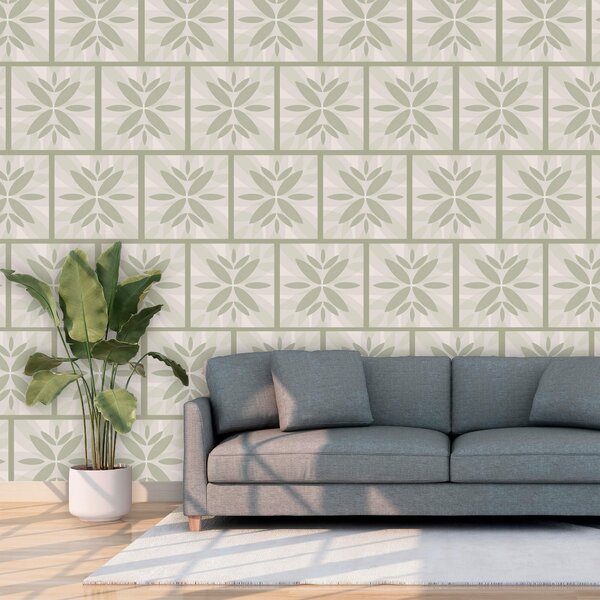 Fototapeta Vzor květin na zdi, Geometrické fototapety, Populární fototapety, t00587 - Tapeko.co.cz