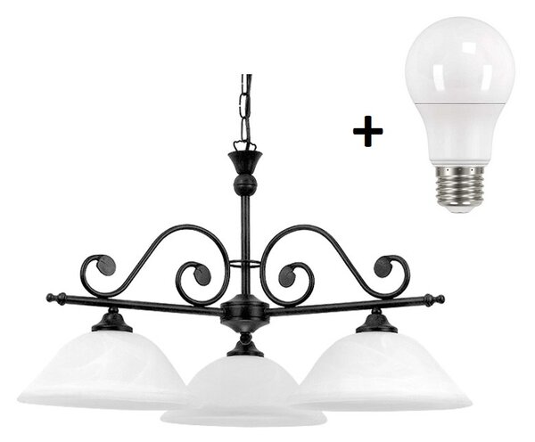 Rabalux 7773 DOROTHEA - Tříramenný lustr rustikální + Dárek 3x LED žárovka, 3 x E27, Ø 64cm (Rustikální lustr vhodný například do chalupy)
