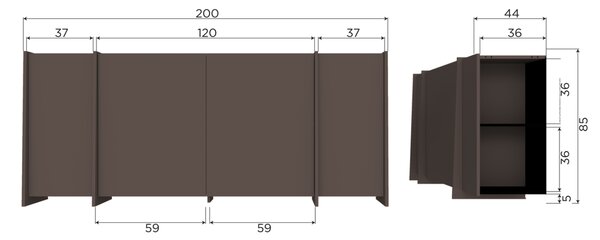 WOOOD Hnědá dřevěná komoda Brock 200 x 44 cm