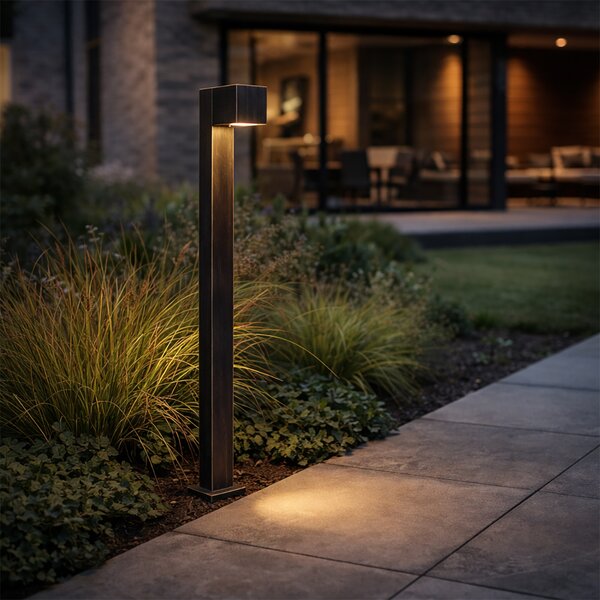 Industriální stojací venkovní lampa starožitné zlato 80 cm IP44 - Baleno