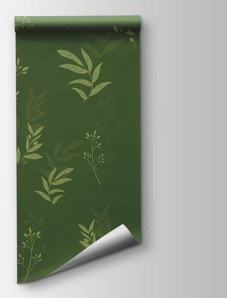 Fototapeta Vzor listů na zeleném pozadí, Fototapety s listy, Populární fototapety, t00632 - Tapeko.co.cz