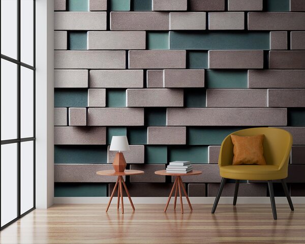 Fototapeta Zeď z bílých a šedých cihel, 3D fototapety, Populární fototapety, u93411 - Tapeko.co.cz