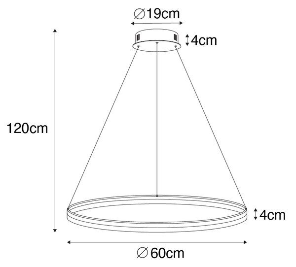 Designové závěsné svítidlo bílé 60 cm vč. LED 3-stupňové stmívatelné - Anello