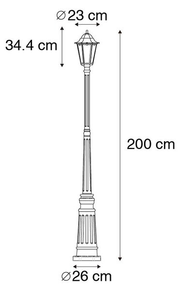 Klasická venkovní lampa černá 200 cm IP44 - Havana
