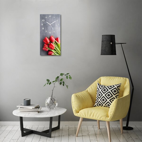 Nástěnné hodiny Červené tulipány pl_zsp_30x60_f_99719823
