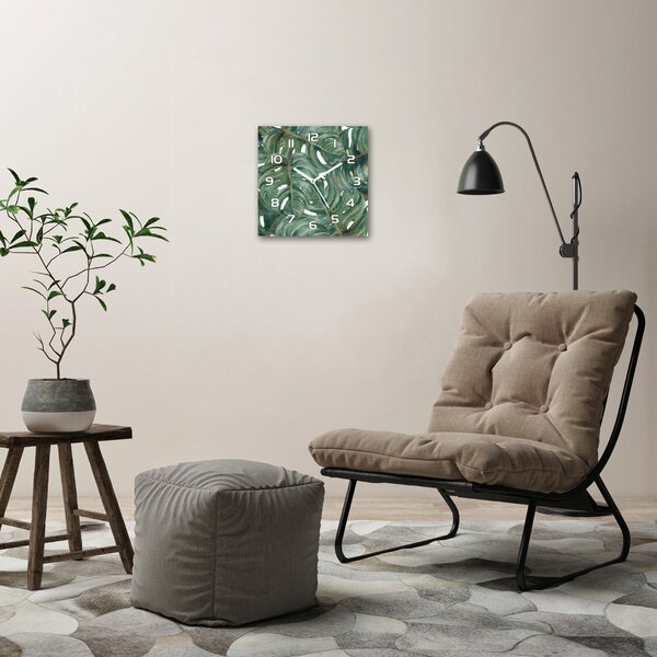 Skleněné nástěnné hodiny čtverec Monstera pl_zsk_30x30_f_101969533