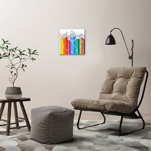 Skleněné hodiny na stěnu Barevné pastelky pl_zsk_30x30_f_101549581