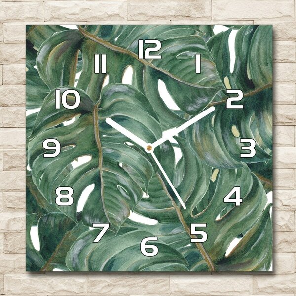 Skleněné nástěnné hodiny čtverec Monstera pl_zsk_30x30_f_101969533