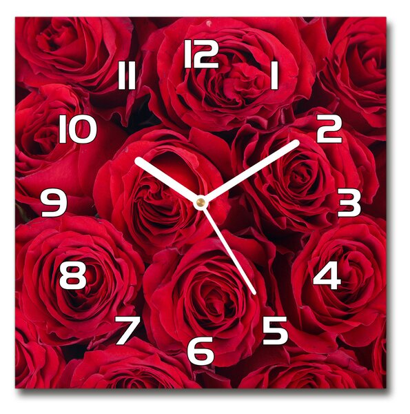 Skleněné nástěnné hodiny čtverec Růže pl_zsk_30x30_f_102803756