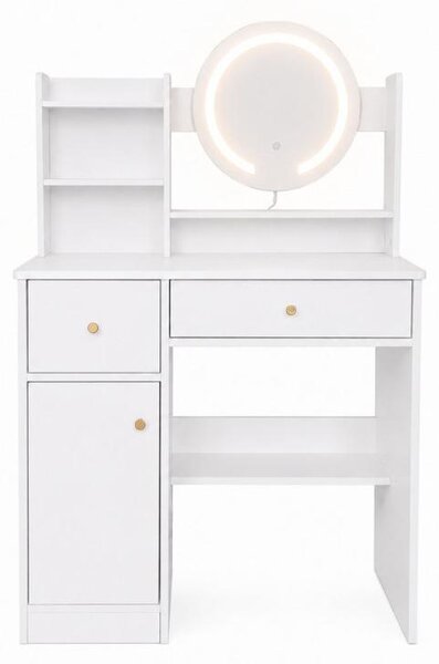 ModernHome ZDT-15 Toaletní stolek s kulatým zrcadlem a LED osvětlením