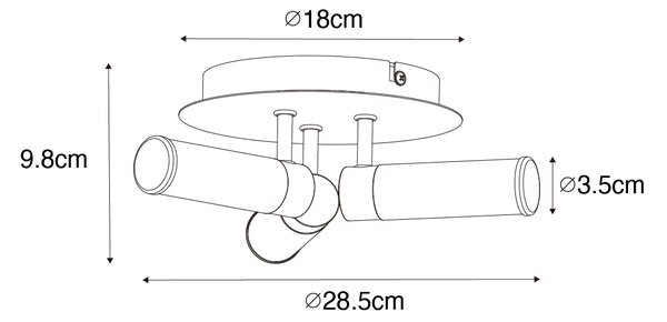 Moderní stropní svítidlo do koupelny černé 3-světlo IP44 - Bath