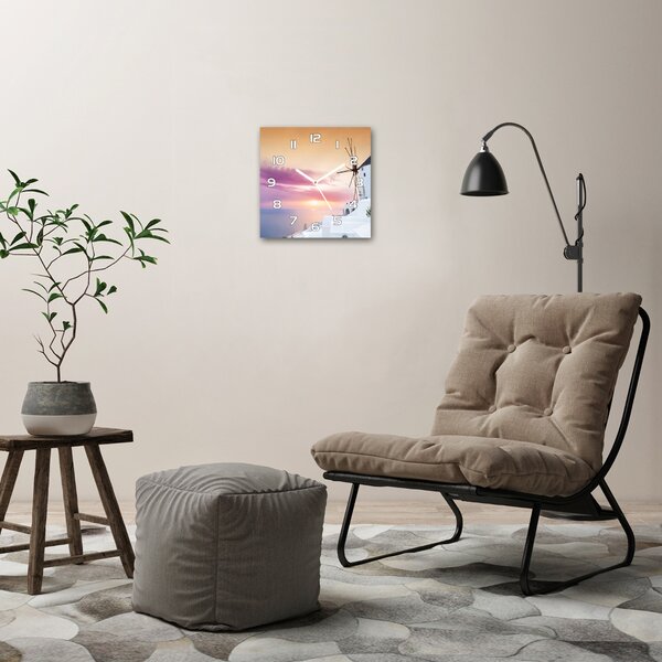 Skleněné hodiny čtverec Santorini Řecko pl_zsk_30x30_f_104622811