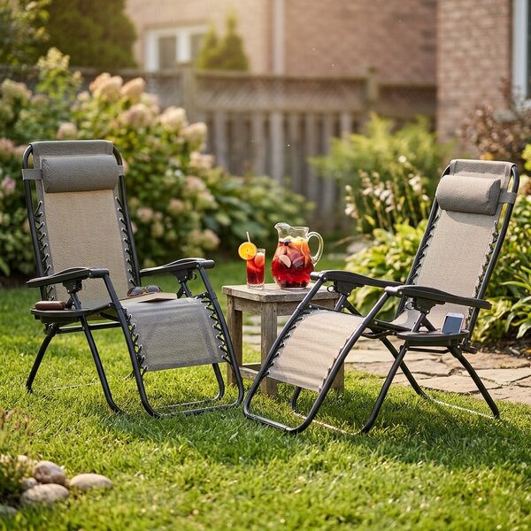 4Home Zahradní plážové polohovací křeslo Relax, šedá