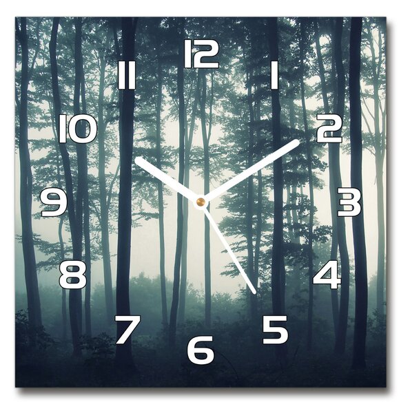 Skleněné hodiny čtverec Mlha v lese pl_zsk_30x30_f_106280644