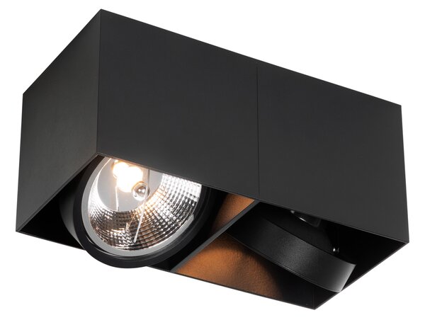 Designové bodové světlo černé obdélníkové AR111 2-světlo - Box