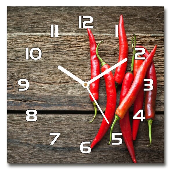 Skleněné hodiny čtverec Chilli papričky pl_zsk_30x30_f_119501609