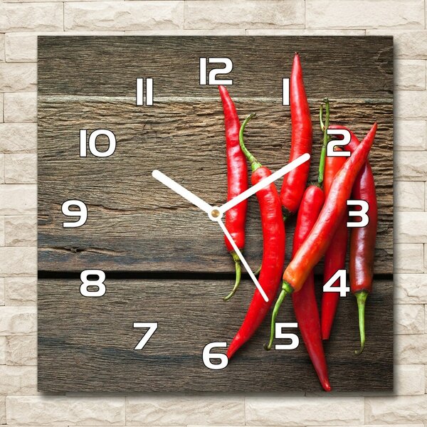 Skleněné hodiny čtverec Chilli papričky pl_zsk_30x30_f_119501609