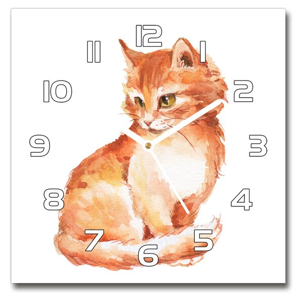 Skleněné nástěnné hodiny čtverec Červená kočka pl_zsk_30x30_f_120895228