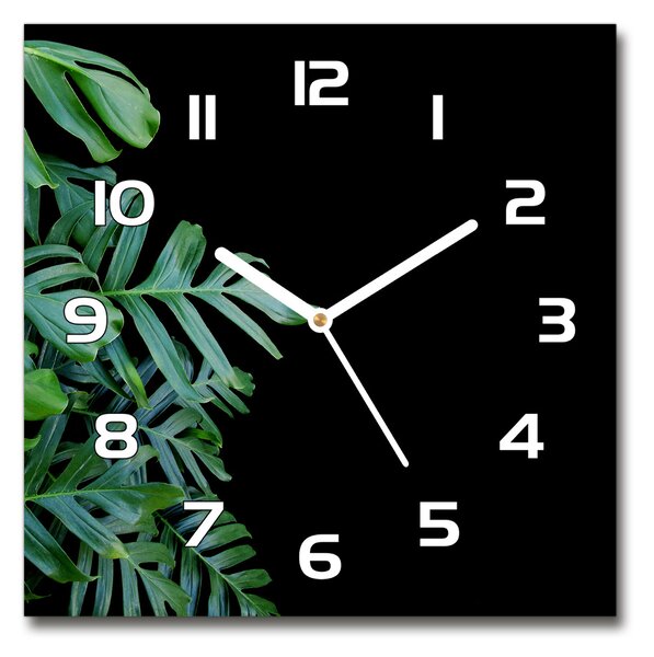 Skleněné nástěnné hodiny čtverec Monstera pl_zsk_30x30_f_136056099