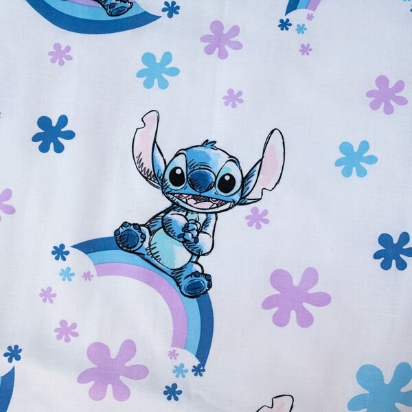 Bílé/modré bavlněné dětské povlečení do postýlky 135x100 cm Lilo and Stitch "Rainbow" – Jerry Fabrics