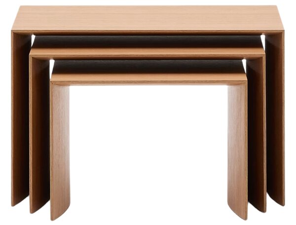 Kave Home Set tří dubových odkládacích stolků Litto