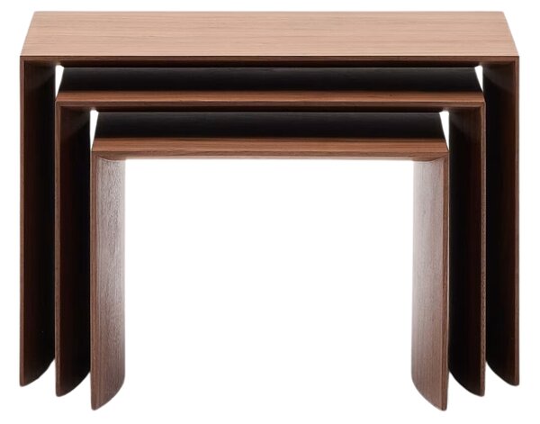 Kave Home Set tří ořechových odkládacích stolků Litto