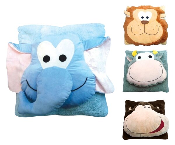Dětský polštář CUDDLI FRIENDS 70x70 cm plyšový - více barev Barva: Modrá
