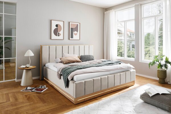 ČALOUNĚNÁ POSTEL, 180/200 cm, béžová Chameo - Manželské postele, Online Only