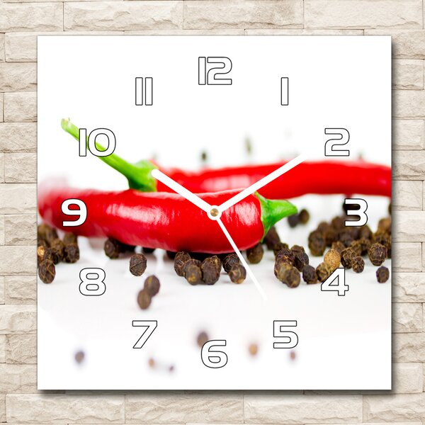 Skleněné hodiny čtverec Chilli a pepř pl_zsk_30x30_f_43194719