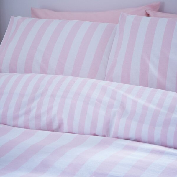 Bílé/růžové povlečení na dvoulůžko 200x200 cm Stripe Tease – Sassy B